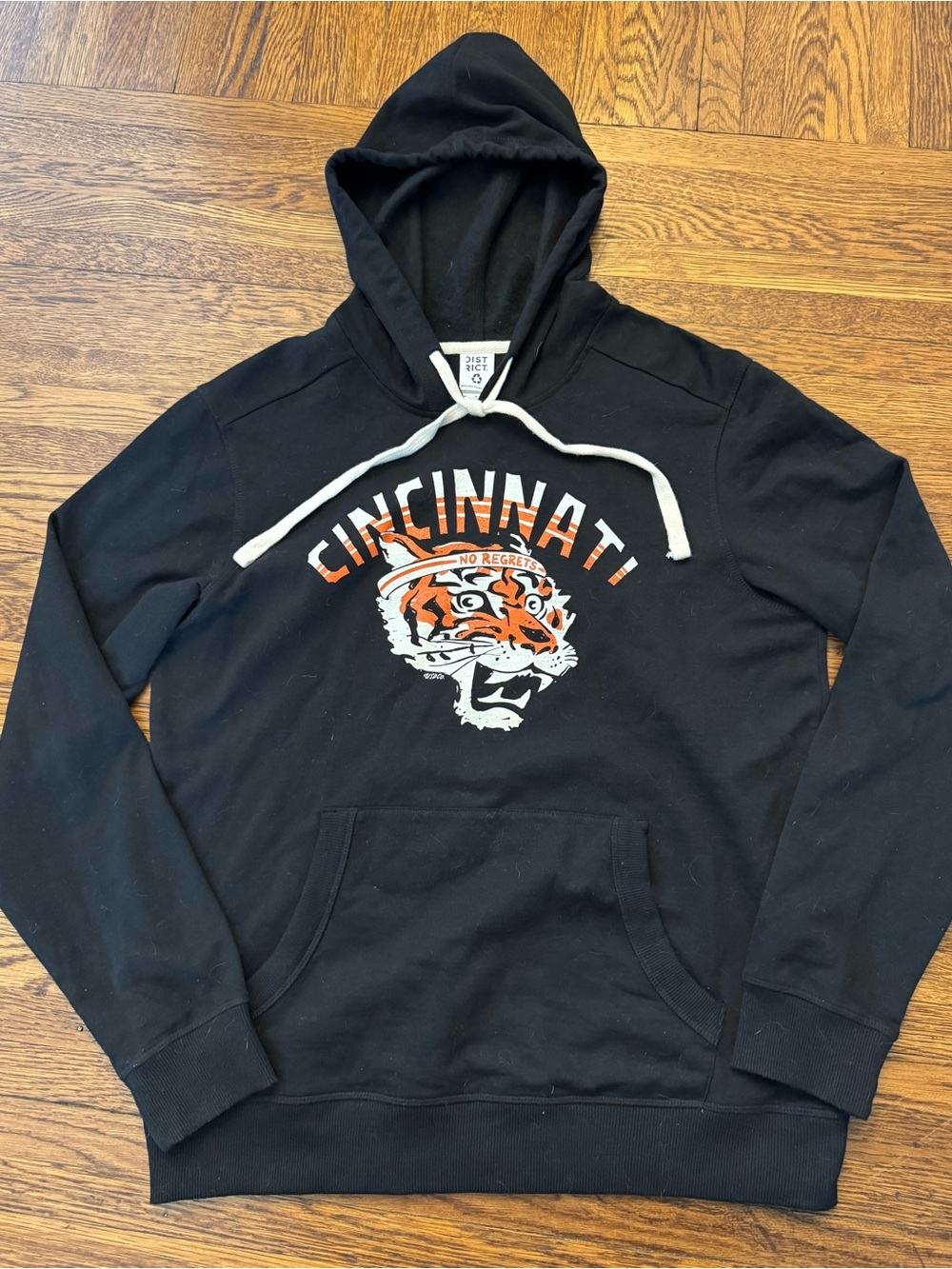 CINCINNATI BENGALS (DISTRICT) CUSTOM Black Pullover Hoodie with Tiger Graphic.